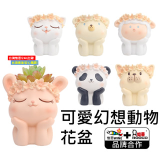 WINE臺灣惟恩 微景觀 可愛幻想 動物花盆 花盆 盆栽 花盆 多肉 盆栽 花瓶 花器 貓咪 兔子 小羊 小熊 熊貓 狗