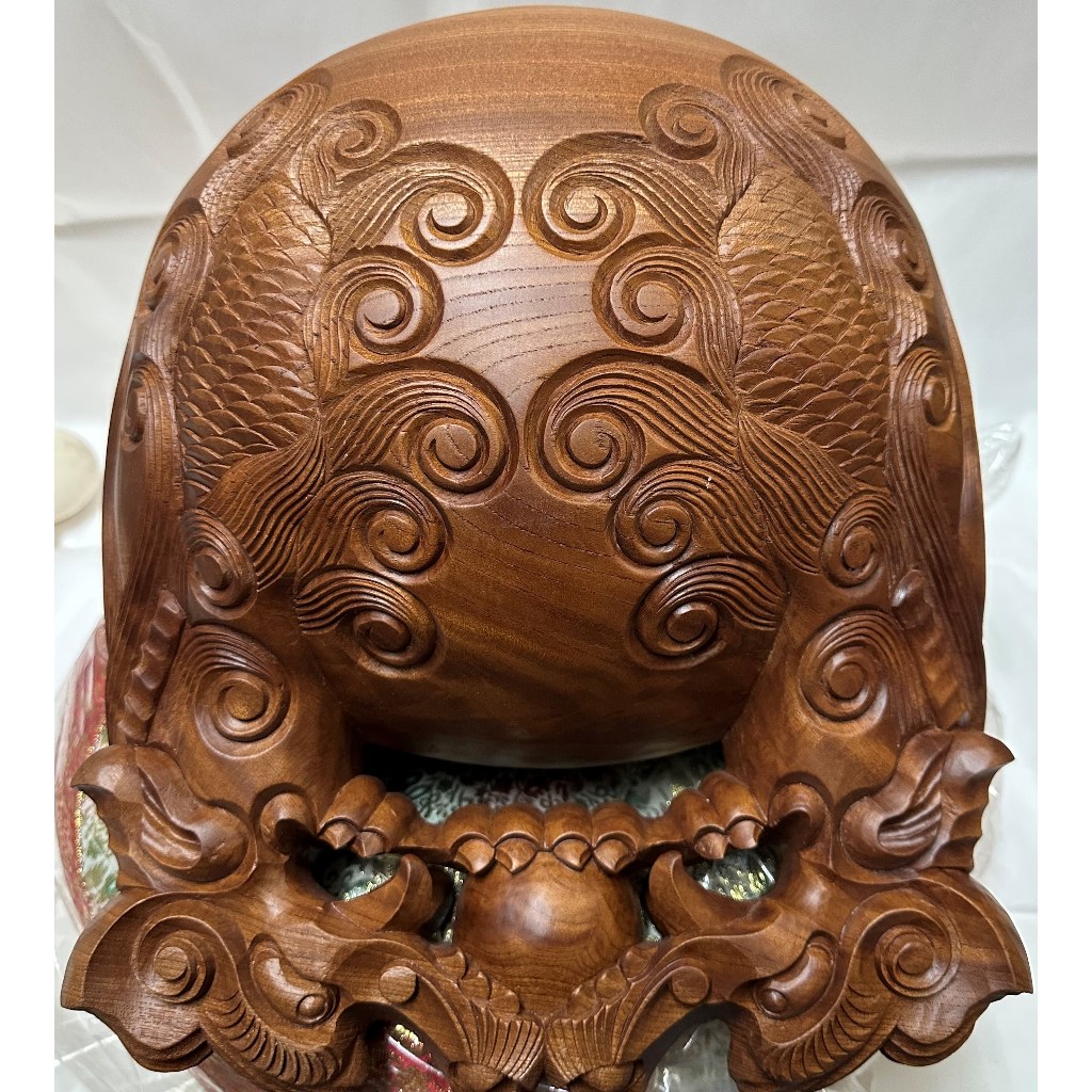 木魚 櫸木龍雕 櫸木木魚 1尺櫸木木魚+1尺一枚製銅罄 厚罄 10寸 台灣製造 銅磬