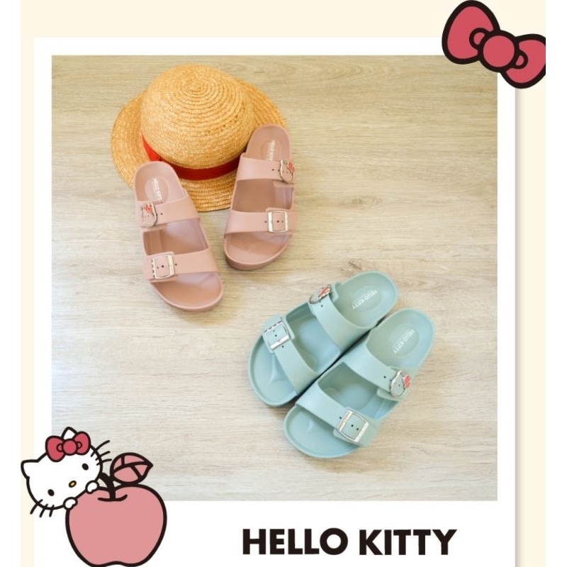 HELLO KITTY 台灣製造 艾樂跑女鞋 莫蘭迪色系 防水輕量拖鞋 黑色 粉色 灰綠色 922005