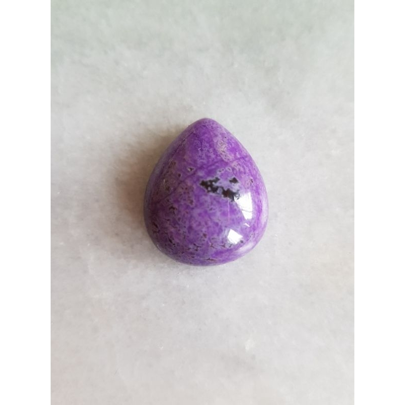 天然南非老礦舒俱徠玉化紫櫻花水滴裸石