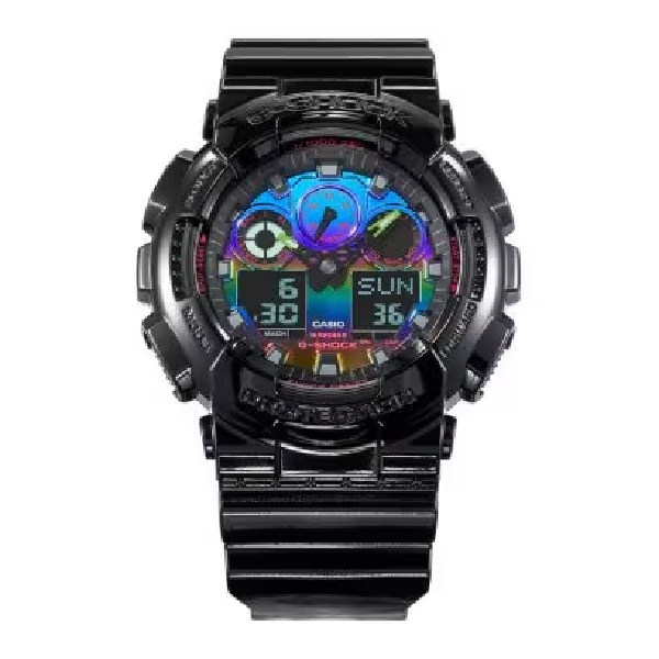 CASIO 卡西歐 G-SHOCK 探索虛擬彩虹系列 彩虹蒸鍍錶面流行腕表 51.2mm GA-100RGB-1A