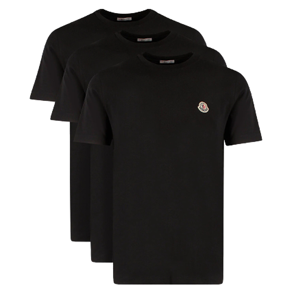 【鋇拉國際】MONCLER 男款 品牌LOGO 短袖純棉T恤單色三件一組 黑色 義大利正品代購 歐洲代購 台北實體工作室