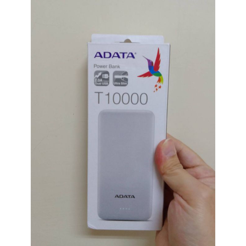 正版 威剛 ADATA T10000 薄型行動電源 白 BSMI認證 雙輸出 大容量 白色 賣250