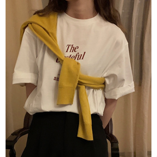 台灣現貨❤️韓版棉質短袖T-shirt上衣 寬鬆印花休閒上衣❤️