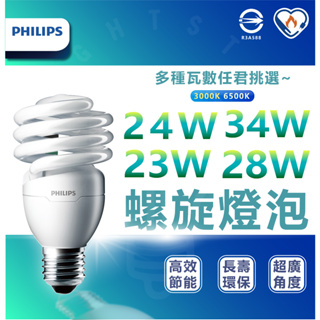 『燈后』最新飛利浦螺旋 PHILIPS T2 23W 28W T3 34W 110V 螺旋燈泡 新版包裝T2非舊款