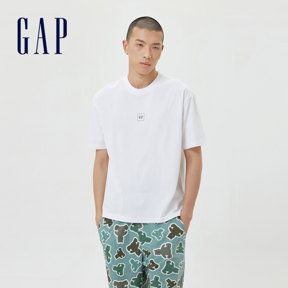 Gap 男裝 Logo純棉運動短袖T恤 滑滑T系列-白色(602763)
