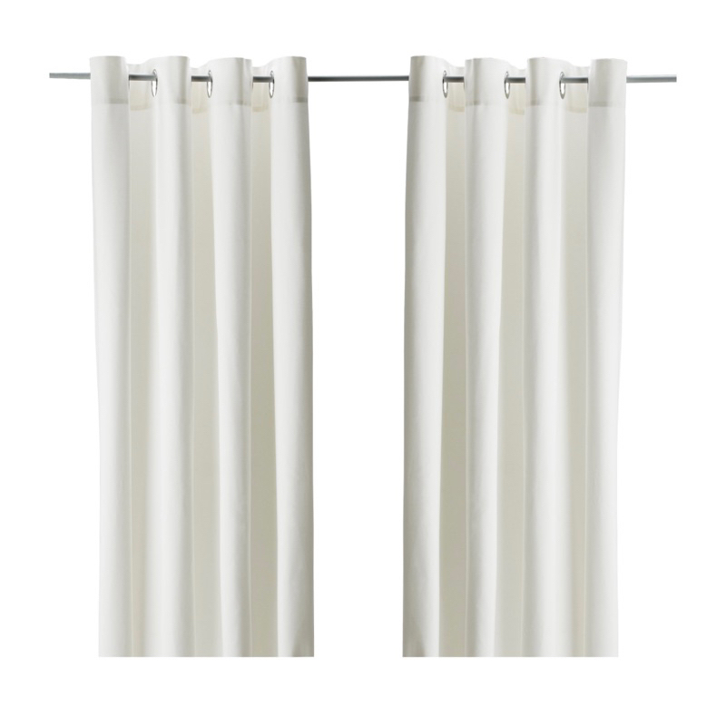 【全新】IKEA窗簾 MOALINA 可部分透光窗簾 2件裝, 白色
