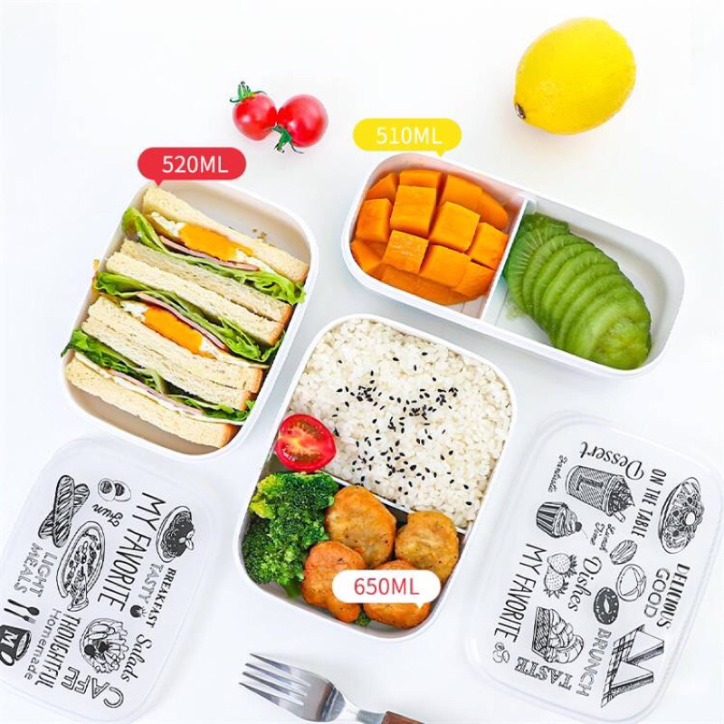 食品級 日本製 白色簡約 可微波加熱 隔層【NAKAYA】文青 手繪風附隔板便當盒 保鮮盒 白色餐盒 沙拉分層盒