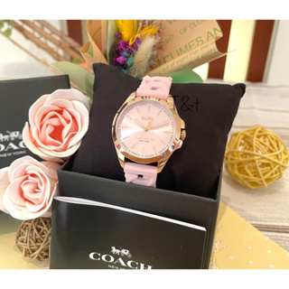 《Coach》C9579 粉色矽膠錶帶女仕手錶 腕錶 女錶