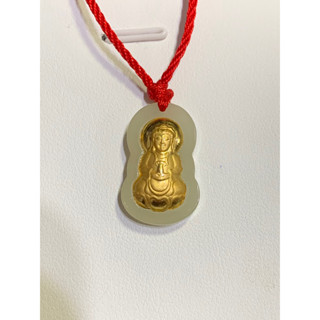 [親民翡翠］結緣飾品 4D和田玉鑲金 玉鑲金項墜 觀音項墜 彌勒佛項墜