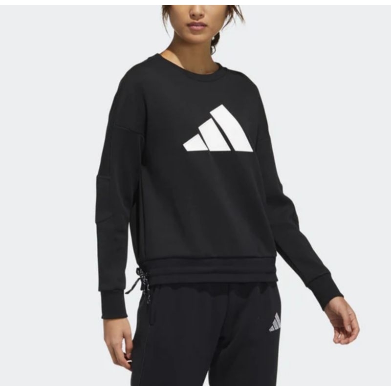 2023 冬季新款 專櫃2290 adidas 9新  保暖 防寒 STR SWEAT 女 大學T 抽繩 立體Logo