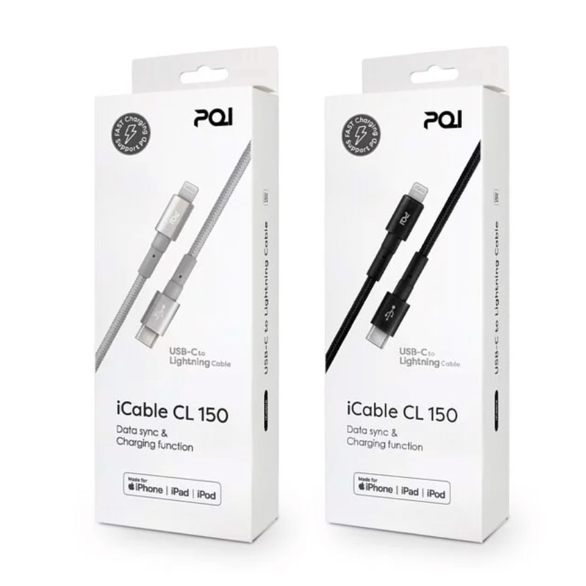 PQI MFI蘋果認證 USB-C to Lightning 充電傳輸編織線 150cm  (iCable CL150)