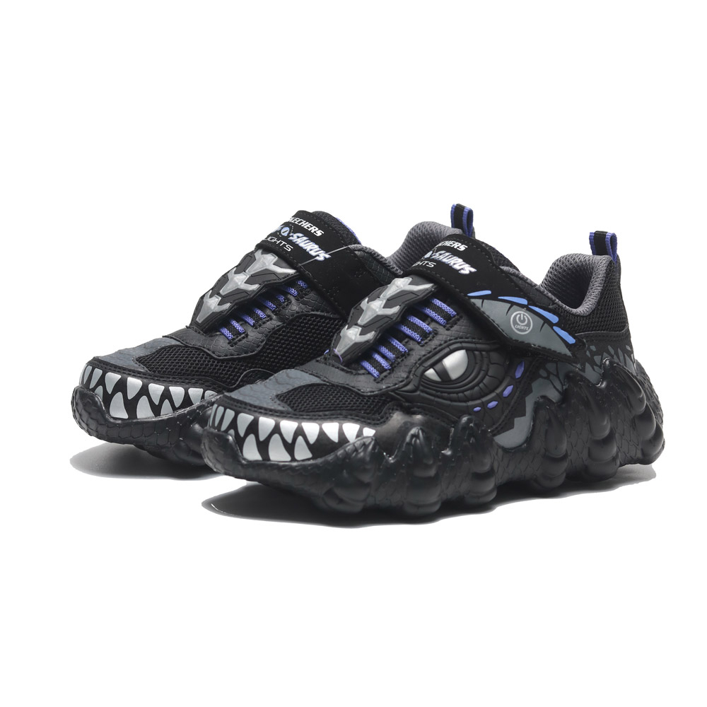 SKECHERS 童鞋 DINO 恐龍 燈鞋 發光 黑灰 中童 400112LBKCC