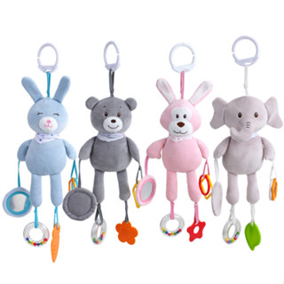 BBSKY 嬰幼兒車床掛玩具 / 多功能 牙膠 可愛動物車掛 / 玩偶寶寶安撫公仔 商檢合格 【國王皇後】