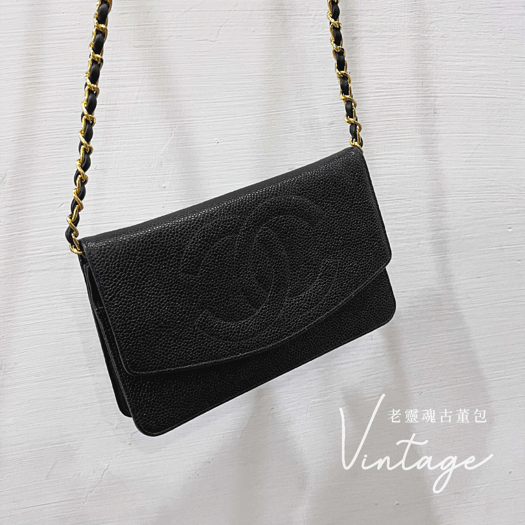 Chanel Vintage｜黑魚子醬信封皮夾