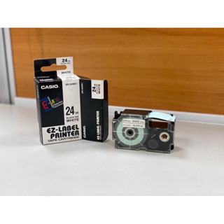 CASIO TAPE CARTRIDGE XR-24WE1 標籤機專用色帶 24mm 「黑字、透明底」中古良品