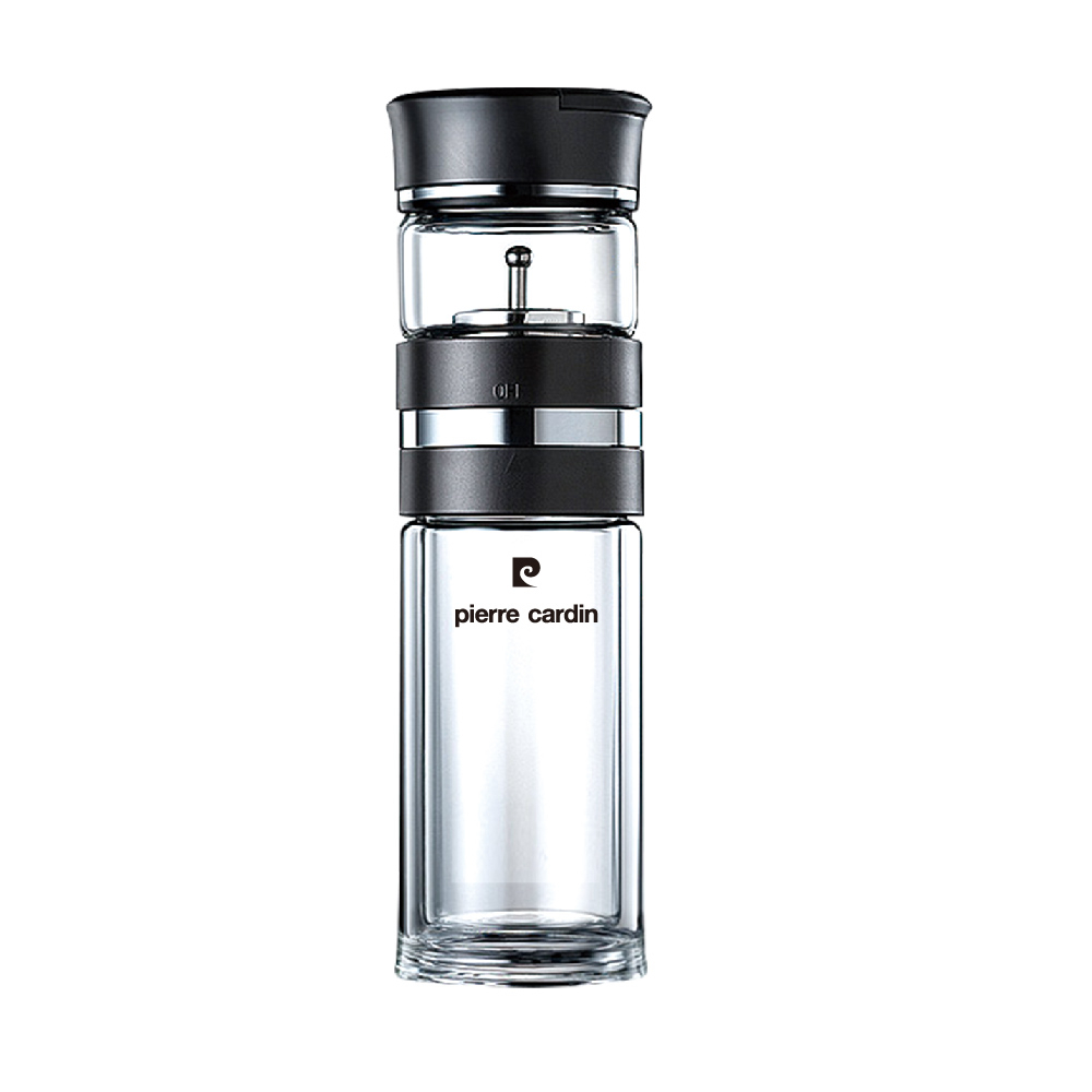 皮爾卡登 旋轉式茶水分離雙層玻璃提杯(170ml+280ml) PCJR-305