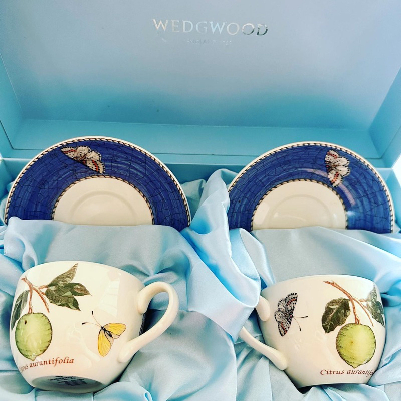 免運 英國 WEDGWOOD Sarah's garden 皇家瓷器限量典藏 對杯咖啡杯 莎拉花園精緻 杯 盤