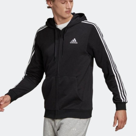 Adidas 男 連帽 外套 運動 休閒 M 3S FL FZ HD 棉質 舒適 百搭  黑GK9051卡其H12169
