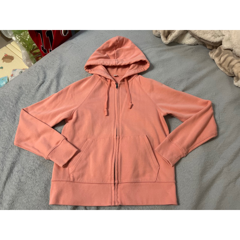 UNIQLO 粉橘連帽休閒外套（女 S)