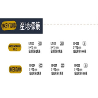3A[溫馨小舖]1611.龍德產地標籤 臺灣製造英文 金底黑字 5x15mm
