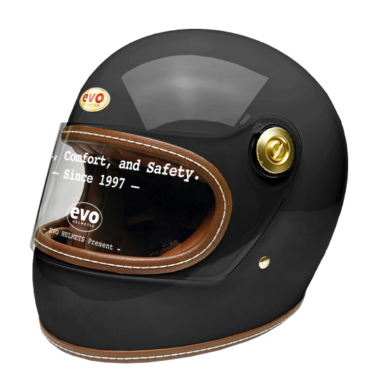 EVO 安全帽 CA891 素色 鏡面黑 復古 車縫 全罩 經典樂高帽《比帽王》