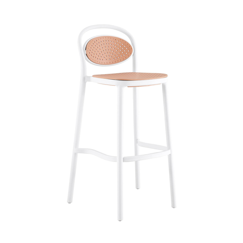【萊夫家居】JF-484-7：白色塑膠吧台椅【台中家具】塑膠藤吧台椅 高腳椅 餐椅 PP餐椅 白色吧台椅 北歐風吧台椅