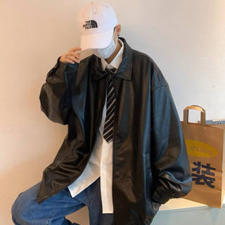 《Pshop》春秋款休閒皮衣男復古帥氣百搭韓版潮流學生寬松西裝真皮外套