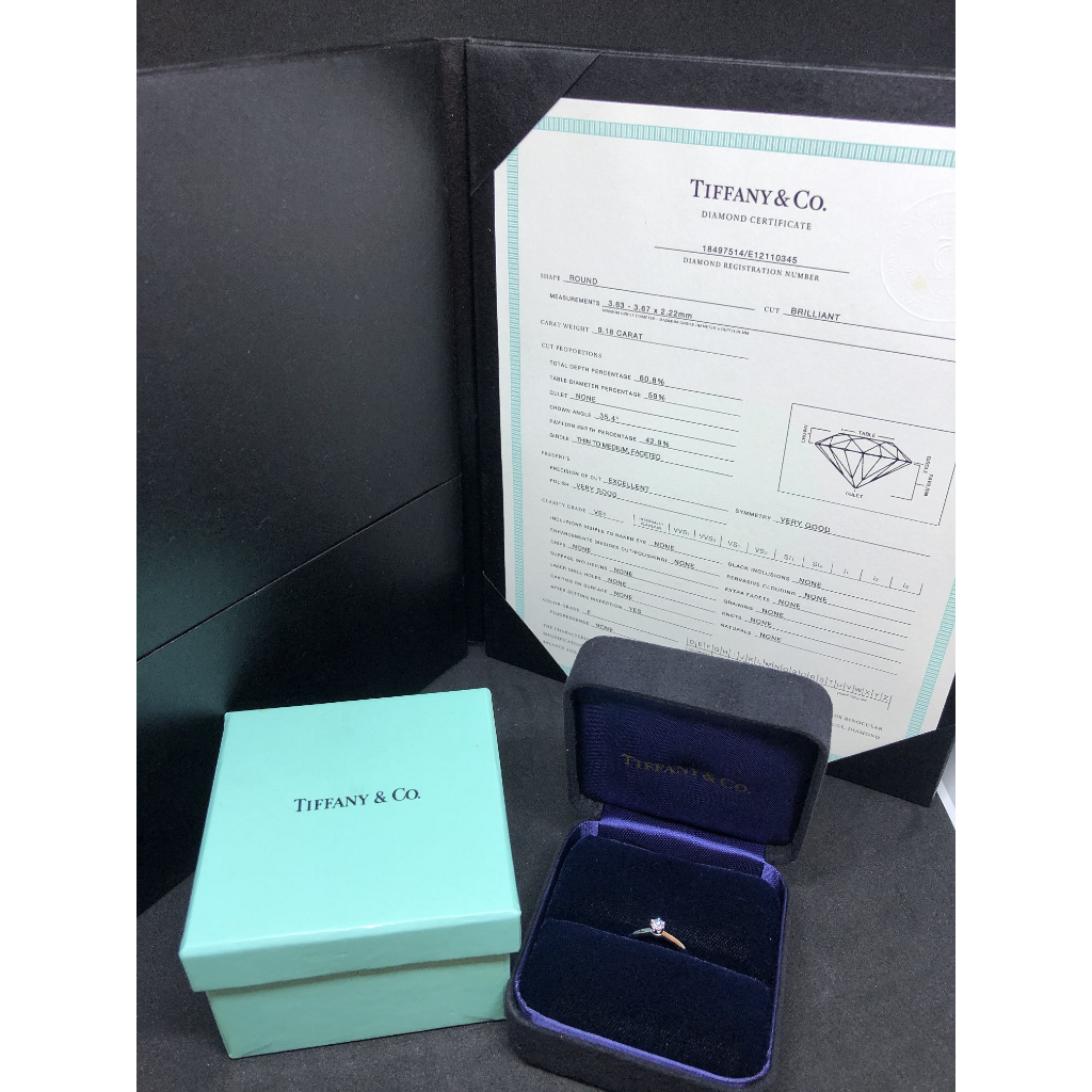 [03月超優惠0利率 10號]Tiffany 六爪鉑金Solitaire 0.18ct F VS1單鑽石婚戒 求婚