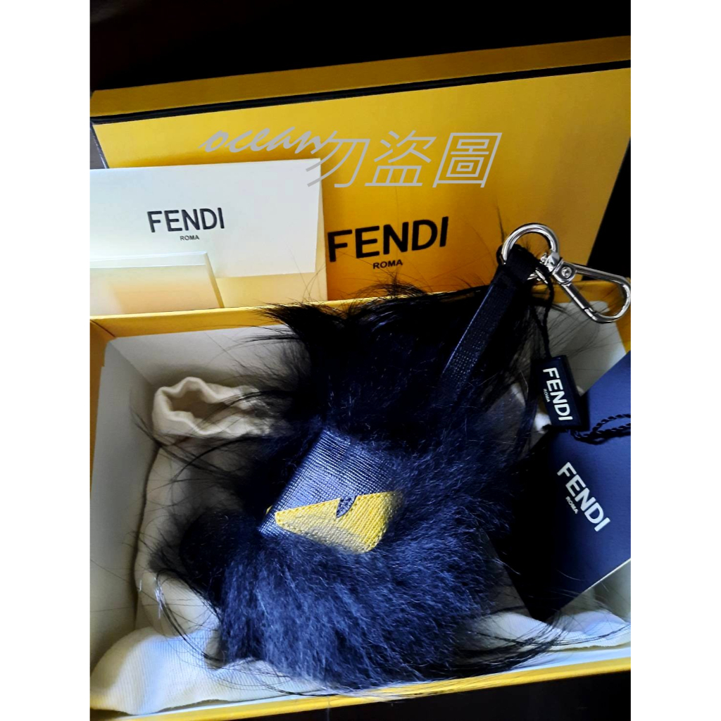 【FENDI 芬迪】全新正品MONSTER狐狸毛/毛怪/魔魔黃眼睛吊飾/ 小怪獸吊飾/Fendi Pompon