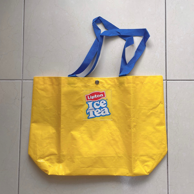 LIPTON 立頓黃色購物袋 環保購物袋 防水手提袋