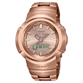 經緯度鐘錶 G-SHOCK 玫瑰金金屬款 太陽能手錶 世界六局電波錶 台灣卡西歐公司原廠AWM-500GD-4A