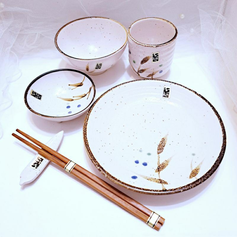 💎魔力方程飾💎日式和風餐具套組 陶瓷個人餐具套組 手描日式餐盤 餐盤 碟子 茶杯 碗 筷子 筷架