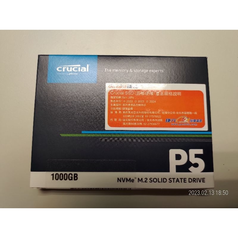 美光 Micron Crucial P5 1TB M.2 2280 PCIe SSD固態