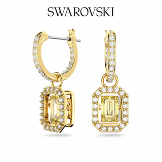 SWAROVSKI 施華洛世奇 Millenia 水滴形耳環, 八角形切割, 黃色, 鍍金色色調