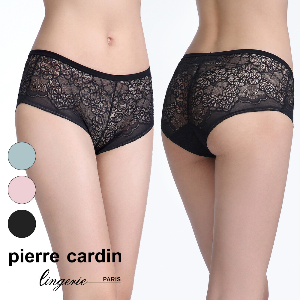 【pierre cardin 皮爾卡登女性內衣】浪漫蕾絲縷空透膚平口褲