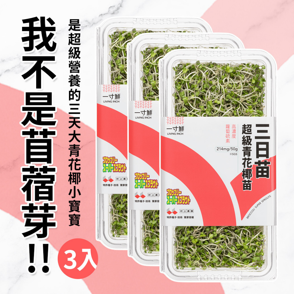 【源鮮智慧農場-Terra嚴選】三日苗_超級青花椰苗-3盒裝(50g / 盒)