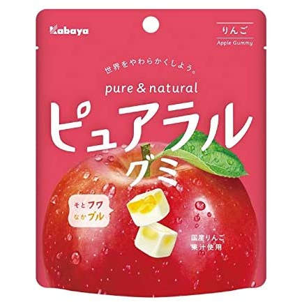 Kabaya Pureral Gummy 蘋果味 軟糖 58g x 8 袋 日本零食 日本直郵
