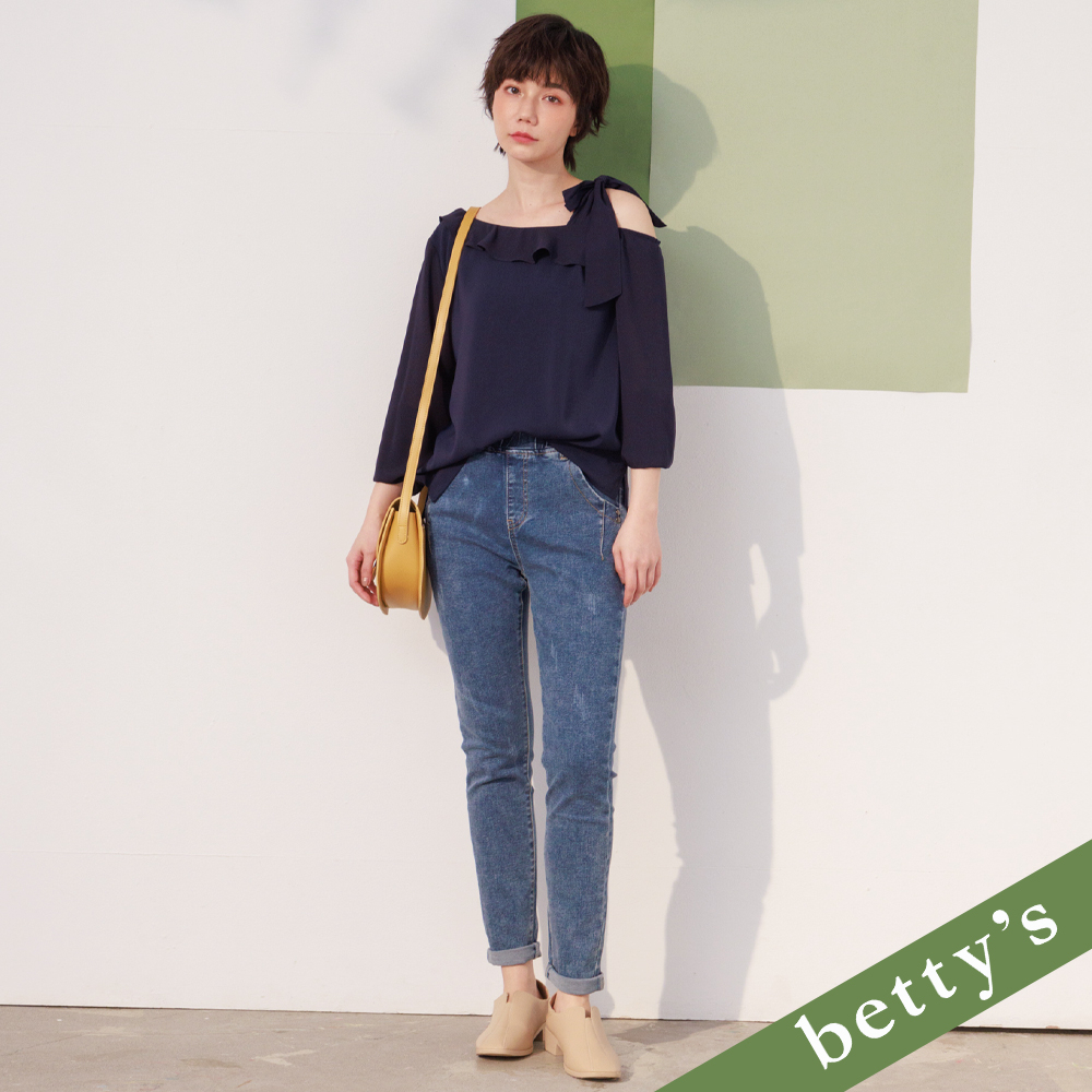 betty’s貝蒂思(21)彈性鬆緊腰合身牛仔褲(牛仔藍)