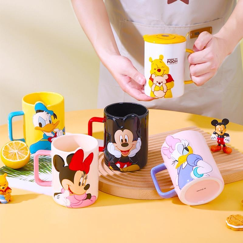 ✨迪士尼馬克杯聯名杯子陶瓷早餐杯女生可愛喝水杯情侶水杯禮盒 500ml✨