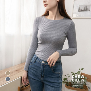 AHUA阿華有事嗎 正韓女裝 圓領素色坑條合身內搭長袖上衣 【C2660】純色 長袖上衣 基本款 可愛 百搭 韓妞必備