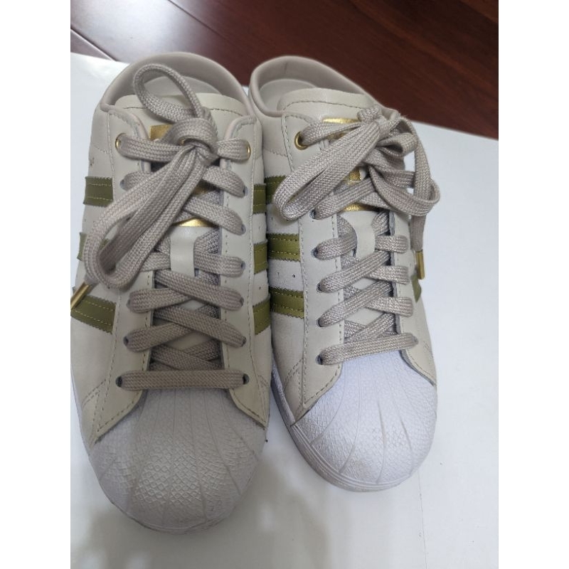 二手Adidas Superstar Mule 懶人鞋 米色+香檳金