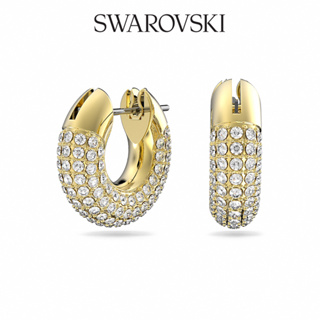 SWAROVSKI 施華洛世奇 Dextera 大圈耳環, 密鑲, 白色, 鍍金色色調