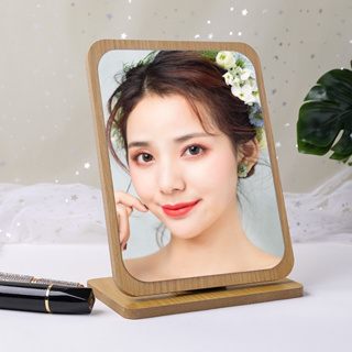 木質台式化妝鏡女可單面梳妝鏡學會便攜宿舍桌面鏡大號