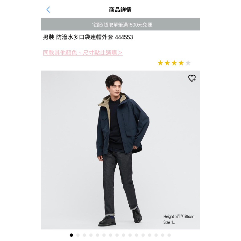 UNIQLO 男裝防潑水多口袋連帽外套 深藍S號