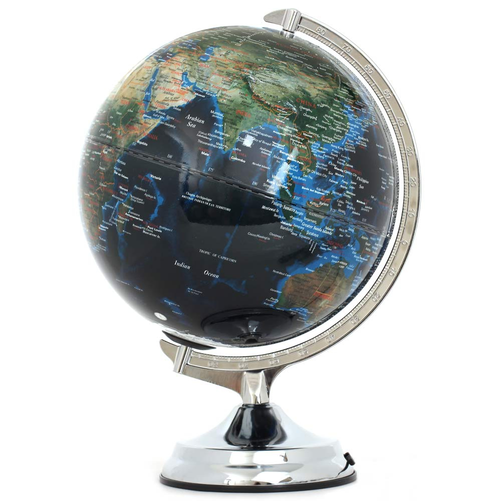 【SkyGlobe】12吋地形海溝人口分佈地球儀(英文版)(附燈)《WUZ屋子-台北》12吋 附燈 地球儀 教材 教學