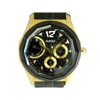 [專業] 三眼錶 [WIRED 7N0579] 雅柏 黑金屬系列-三眼計時錶[黑色面+三眼]時尚/軍錶