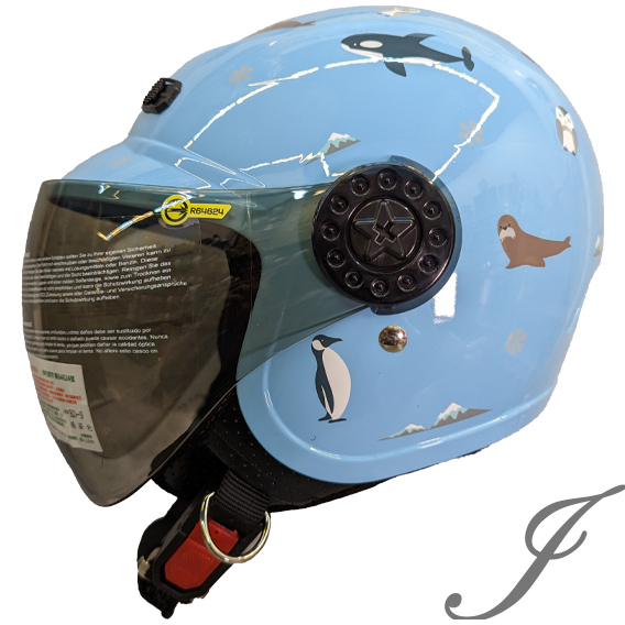 THH FH220 北極圈小夥伴 粉藍 童帽 小朋友安全帽 附抗UV鏡片兒童安全帽