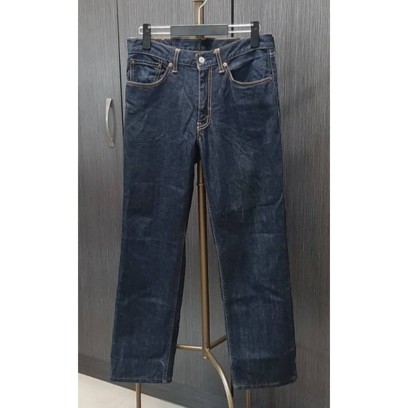日版正品LEVIS702 男深藍皮標直筒牛仔長褲W32/L33