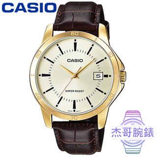 【杰哥腕錶】CASIO 卡西歐金色風尚皮帶日誌男錶-金 / MTP-V004GL-9A (台灣公司貨)